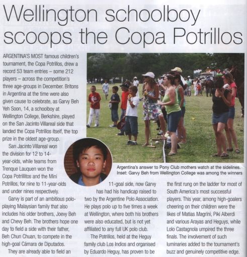 Wellington schoolboy scoops the Copa Potrillos